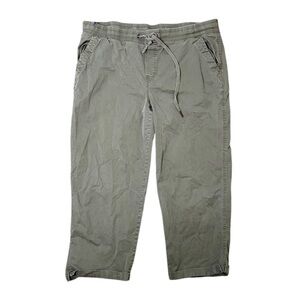Caffe Marrakesh Cropped Pants Drawstring Stretch Utility Olive XL